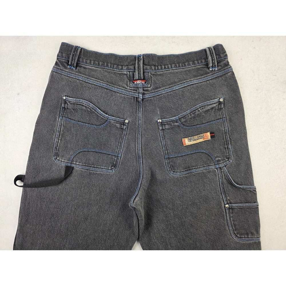 Vintage‎ Esco Willie Jeans Mens 36 Wide Baggy Jeans Denim Black Carpenter Pants - Picture 4 of 12